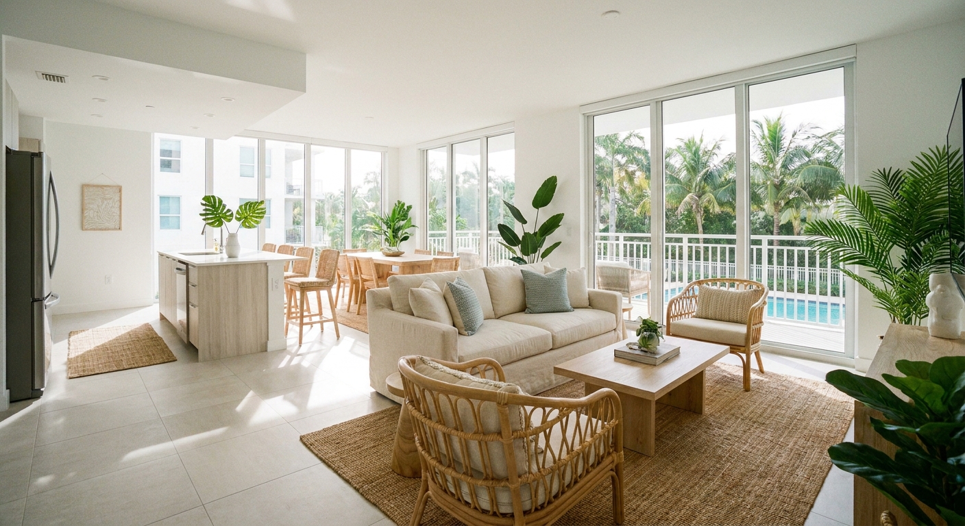 Furnished short-term rental interior in South Florida